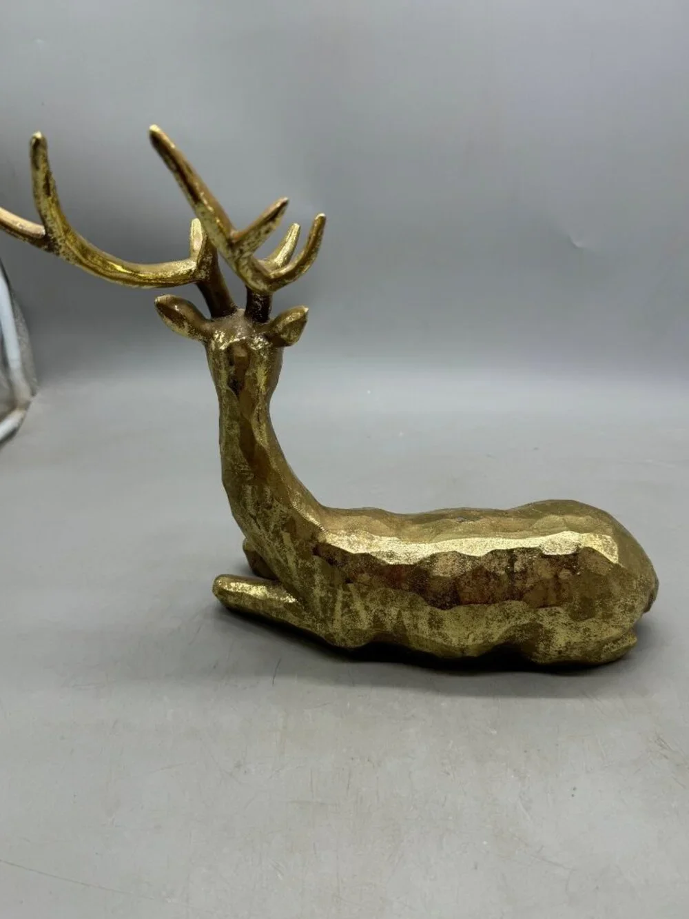 Holiday Gold Foil Textured Reindeer Stag Deer Figurine Sculpture 12